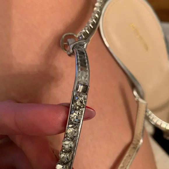 Silver Diamante Square Toe High Stiletto Heels - Picture 4 of 4